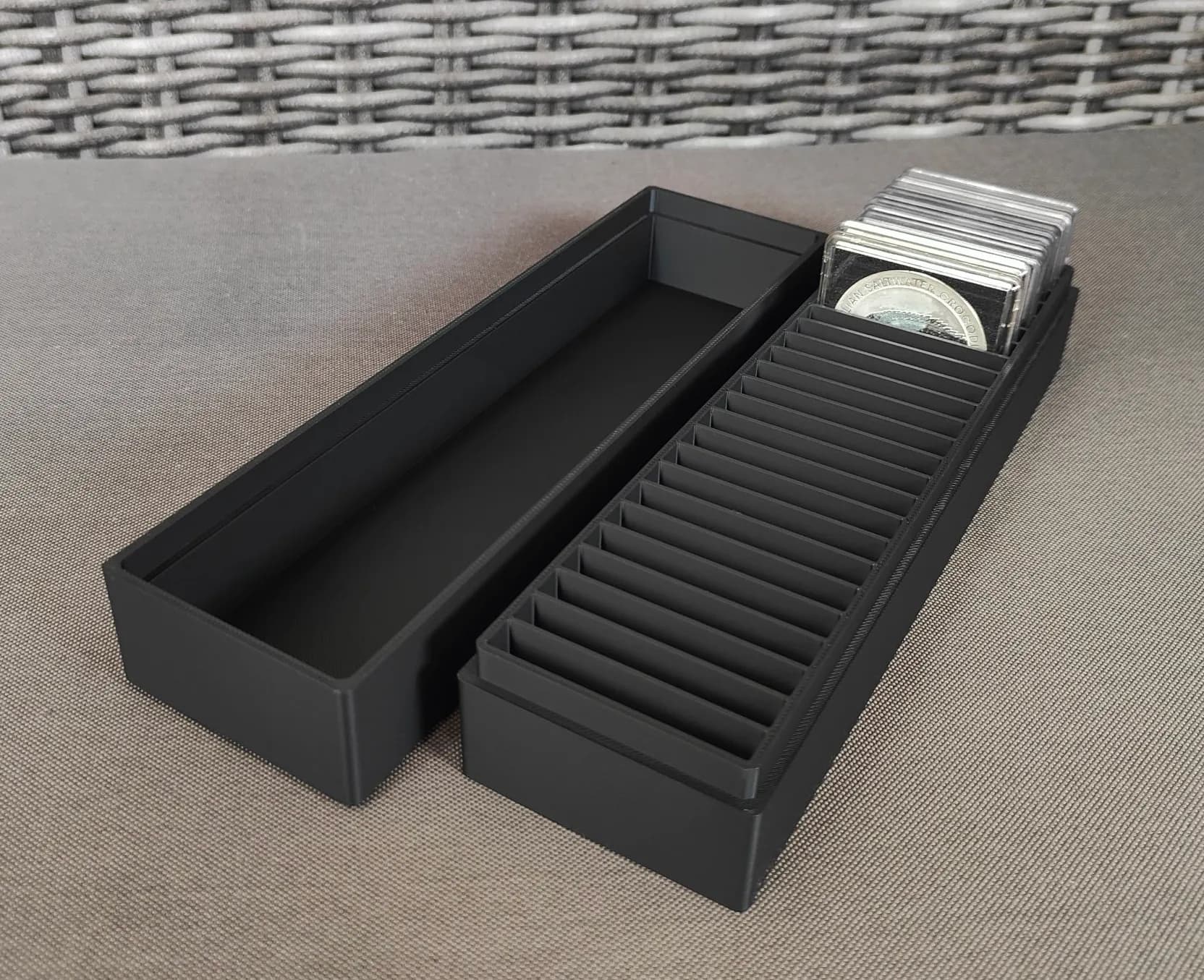 Münzbox für 25x Silbermünzen in Quadrumkapseln