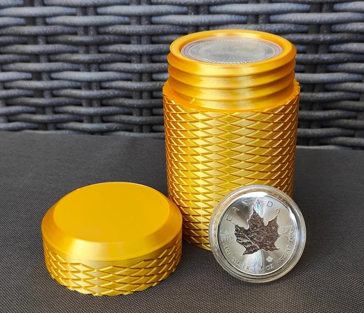 Münztube mit Diamantmuster für 12x 1 Oz Silbermünzen und Goldmünzen